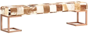 vidaXL Ławka 160 cm, brązowa, patchworkowa, prawdziwa kozia skóra vidaXL - Ławki do przedpokoju - miniaturka - grafika 9
