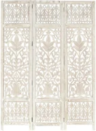 Parawany - vidaXL vidaXL Parawan 3-panelowy, rzeźbiony, biały, 120x165 cm, drewno mango - miniaturka - grafika 1