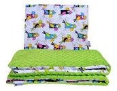 Kołdry i poduszki dla dzieci - Kołderka Kołderka 75x100 cm + poduszka 30x40 cm Papugi+zielone minky 5902768189230 - miniaturka - grafika 1