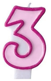 PartyDeco Świeczka na tort " 3", różowa SCU1-3-006 - Urodziny dla dorosłych - miniaturka - grafika 3
