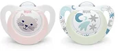 Smoczki uspokajające - NUK NUK Star Night & Day smoczek dla niemowląt | 0-6 miesięcy | Świecące smoczki | Silikon bez BPA | Różowy kot | 2 sztuki - miniaturka - grafika 1