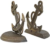 Podpórki do książek - Design Toscano Wzornictwo toscano sp625 podpórki na książki z żeliwa Mari Timer kotwica, podstawka i podpórki, metalowy, złota, 1,75 x 7,5 x 15 cm SP625 - miniaturka - grafika 1