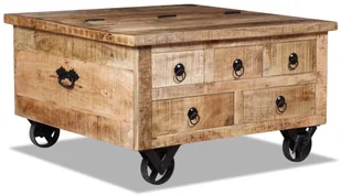 vidaXL Stolik kawowy, chropowate drewno mango, 70 x 40 cm - Ławy i stoliki kawowe - miniaturka - grafika 5