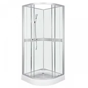 Kabiny prysznicowe - Novoterm Kabina półokrągła czterościenna 80x80 Classic White z baterią CLASSIC.WHITE-80 - miniaturka - grafika 1