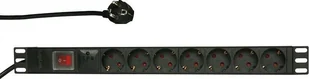 LOGILINK Professional pdu7 °C01 wysokiej jakości "19" listwa z gniazdami wtykowymi, 7-biegowa CEE7/3 (styk ochronny) z ochroną przed przepięciem i przycisk wł./wył. czarna PDU7C01 - Akcesoria do serwerów - miniaturka - grafika 2