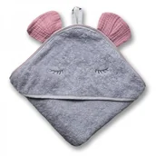 Smoczki do butelek - Hi Little One Hi Little One - Hi Little One  -  Ręcznik z Kapturem 100 x 100 Mouse Hooded Bath Towel Blush - miniaturka - grafika 1
