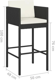 vidaXL 3-cz zestaw mebli barowych z poduszkami rattan PE czarny 3094778 - Pozostałe meble ogrodowe - miniaturka - grafika 9