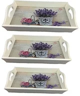 Tace i patery - GMMH drewniana taca lawenda 3-częściowy zestaw ln47  4 taca na kołdrę taca do serwowania taca drewniana taca do serwowania - miniaturka - grafika 1