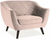 Fotele - Signal Fotel tapicerowany MOLLY 1 VELVET beżowy BLUVEL 28, drewniane nogi kolor wenge - miniaturka - grafika 1