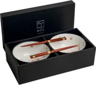 Miski i półmiski - Edo Japan Zestaw misek do udonu Liść Klonu biało-czarny, 4 elementy - Edo Japan 6051043 - miniaturka - grafika 1