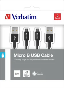 Verbatim Kabel USB/micro USB 1m + 1m 48874) Czarny - Kable USB - miniaturka - grafika 3