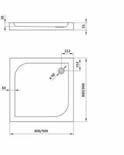 Deante Cubic KTK 042B 90x90 - Brodziki prysznicowe - miniaturka - grafika 4