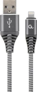Gembird KABEL PREMIUM USB 2.0 DO 8-PIN (METALOWE WTYKI,OPLOT NYLONOWY) 2M, SZARO/BIAŁY CC-USB2B-AMLM-2M-WB2 - Kable USB - miniaturka - grafika 2