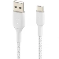 Kable USB - Belkin Kabel Boost Charge Braided USB-C do USB-A 1m, biały 745883788576 - miniaturka - grafika 1