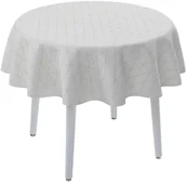 Obrusy i serwetki - Dekoria Obrus okrągły beżowe trójkąty na kremowo-białym tle 135 cm Sunny 415-143-94 - miniaturka - grafika 1