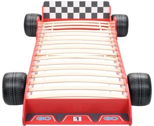 vidaXL Łóżko dziecięce w kształcie samochodu, 90x200 cm, czerwone vidaXL - Łóżka dla dzieci i młodzieży - miniaturka - grafika 3