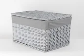 Kosze wiklinowe - CORSAN CORSAN Kosz wiklinowy zamykany SZARY z szarą wyściółką 45x28x27 cm 520C - miniaturka - grafika 1
