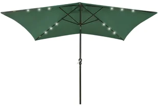 vidaXL Parasol z lampkami LED, na stalowym słupku, zielony, 2x3 m 313786 - Parasole ogrodowe - miniaturka - grafika 2