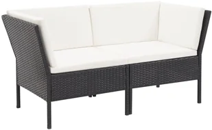 vidaXL 6-cz. zestaw mebli do ogrodu, z poduszkami, polirattan, czarny - Meble ogrodowe - miniaturka - grafika 4