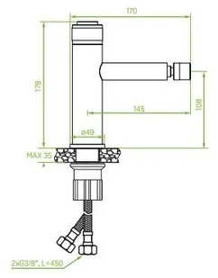 Laveo Bateria bidetowa z korkiem chrom VOLUMO BAV 032D - Baterie bidetowe - miniaturka - grafika 3