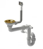 Syfony - QUADRON Quadron Syfon pionowy do zlewozmywaka stalowego 1 lub 1 komora z ociekaczem 3,5" cala kolor złoty SAVE SPACE - miniaturka - grafika 1