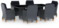 Meble ogrodowe - vidaXL 7-cz. zestaw mebli ogrodowych, poduszki, rattan PE, ciemnoszary 3060165 - miniaturka - grafika 1