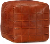 Pufy i podnóżki - vidaXL vidaXL Puf, brąz tan, 40x40x40 cm, prawdziwa kozia skóra - miniaturka - grafika 1