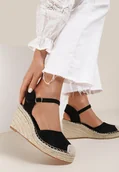 Espadryle damskie - Czarne Sandały Assaciane - miniaturka - grafika 1