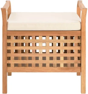 vidaXL Ławka ze schowkiem, 49x48x49 cm, lite drewno orzechowe vidaXL - Ławki do przedpokoju - miniaturka - grafika 3