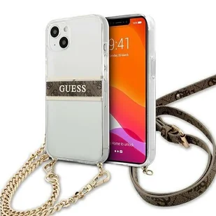 Guess GUHCP13SKC4GBGO iPhone 13 mini 5,4" Transparent hardcase 4G Brown Strap Gold Chain GUE001687-0 - Etui i futerały do telefonów - miniaturka - grafika 10