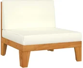 Sofy ogrodowe - VidaXL Moduł sofy środkowej, kremowe poduszki, lite drewno akacjowe! 312150 - miniaturka - grafika 1