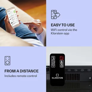 Klarstein Klarstein Studio Light & Fire 3 Smart kominek 1000/2000W MDF sterowanie przez Wi-Fi ACO7-Studio L&F 3 B - Kominki elektryczne - miniaturka - grafika 2