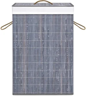 vidaXL Bambusowy kosz na pranie, szary vidaXL - Kosze na bieliznę - miniaturka - grafika 4