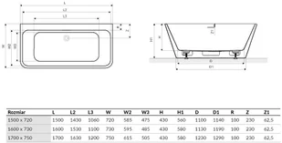 Actima Lila 2.0 150x72 WAEX.LIL2.150.WHP - Wanny - miniaturka - grafika 7
