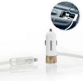 Ładowarki samochodowe - Remax ładowarka samochodowa 3.4A z kablem lightning micro USB biała 6954851238898 - miniaturka - grafika 1