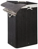 Kosze na bieliznę - Relaxdays 10019053_46 kosz na bieliznę, prostokątny, bambusowy, wymiary: 65,5 x 43,5 x 33,5 cm, pojemność: ok. 83 l, składany, kolor: czarny 10019053-46 - miniaturka - grafika 1
