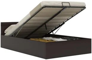 vidaXL Rama łóżka z podnośnikiem i LED, szara, ekoskóra, 140 x 200 cm - Łóżka - miniaturka - grafika 2