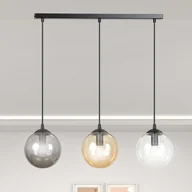 Lampy sufitowe - EULUNA Lampa wisząca Glassy 3-pkt. prosta grafit/bursztyn - miniaturka - grafika 1