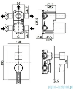 Paffoni Ringo-West Bateria podtynkowa z przełącznikiem chrom RIN019CR | - Baterie umywalkowe - miniaturka - grafika 2