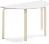 Stoły i stoliki do biura - AJ Produkty Stół ELTON, półokrągły, 1200x600x710 mm, biały laminat, brzoza - miniaturka - grafika 1