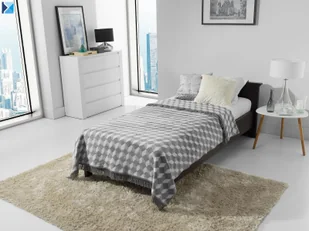 Koc 150/200 cm - KOSTKA ( biały / szary ) - Koce - miniaturka - grafika 4