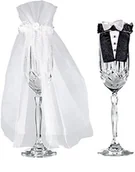 Kieliszki - Amscan Szklanki garnitur panna młoda i pan młody zestaw 2-częściowy 355000 - miniaturka - grafika 1