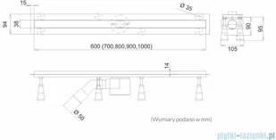 Schedpol Schedline Slight Line Black odpływ liniowy z maskownicą 80x3,5cm SOLBPL-80035 | - Syfony - miniaturka - grafika 2