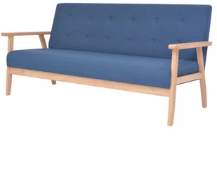 vidaXL Zestaw wypoczynkowy, 3 szt., tkanina, niebieski - Komplety wypoczynkowe - miniaturka - grafika 3