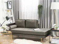 Szezlongi - Beliani Szezlong welur brązowo-szary lewostronny MIRAMAS - miniaturka - grafika 1