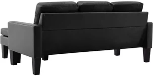 vidaXL 3-osobowa sofa z podnóżkiem, czarna, sztuczna skóra - Narożniki - miniaturka - grafika 5
