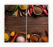 Deski do krojenia - Allboards Szklana deska do krojenia PRZYPRAWY ORIENT DREWNO 2 sztuki 30x52cm deska kuchenna płyta ochronna taca szklana HC52x30_00010 - miniaturka - grafika 1