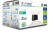 Lampy ogrodowe - V-TAC 6 W nowoczesna, okrągła lampa ścienna Up Down  wodoodporna  kompatybilna z czujnikami  regulowany kąt świecenia, biała obudowa do hali outdoorowych i wewnętrznych, ogrodów, salonów, czarny (7090) - miniaturka - grafika 1