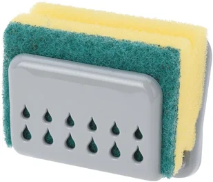 ASJ Commerce Uchwyt na gąbkę do mycia naczyń. Na przyssawkę. Organizer do zlewu. W zestawie gąbka. 010000250 - Ściereczki, gąbki, czyściki - miniaturka - grafika 2