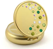 Pozostałe akcesoria do makijażu - Pudełko na pigułki w złotym kolorze z wzorem wodospadu Swarovski Crystals Peridot - Emerald - miniaturka - grafika 1